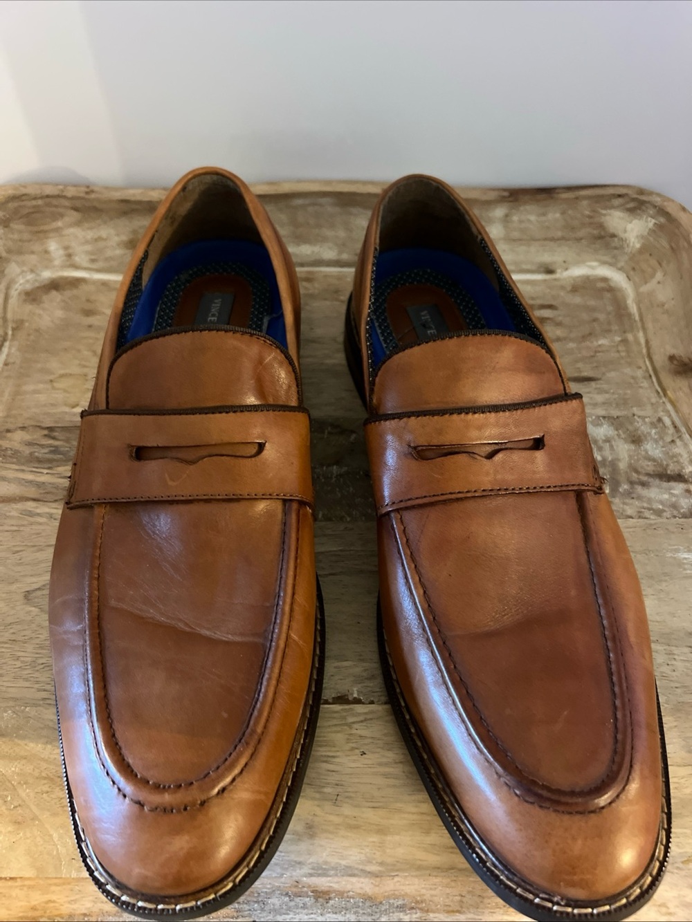 Vince Camuto Brown Leather Penny Loafers